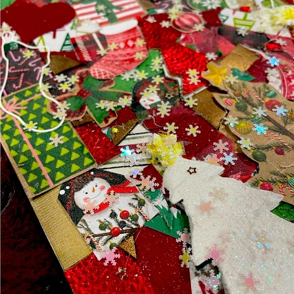 Hand crafted Christmas Journal Cover Trees Glitter Snowflakes Stockings - Picture 9 of 9